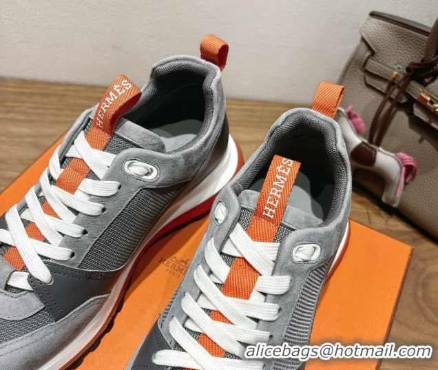 Grade Quality Hermes Leader Sneakers in Suede and Mesh Dark Grey 1023030