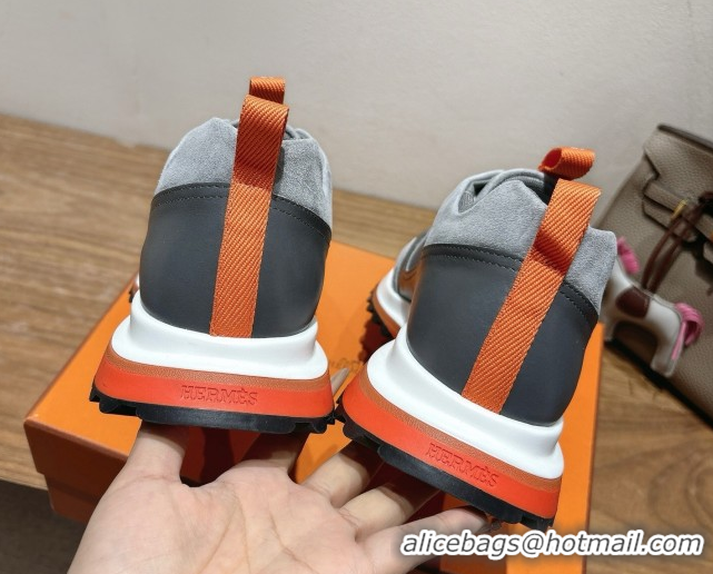 Grade Quality Hermes Leader Sneakers in Suede and Mesh Dark Grey 1023030