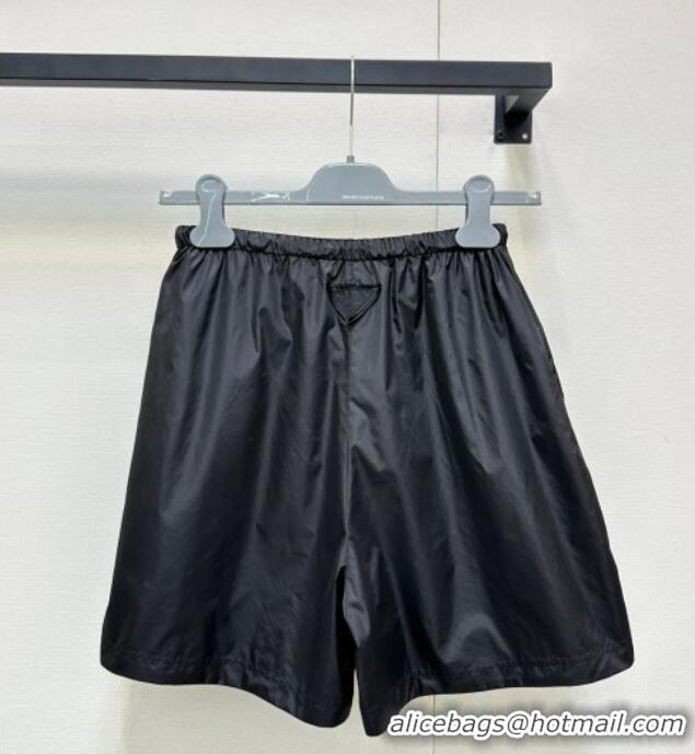 Famous Brand Prada Reversible Nylon and Cotton Shorts PR120220 Black 2025