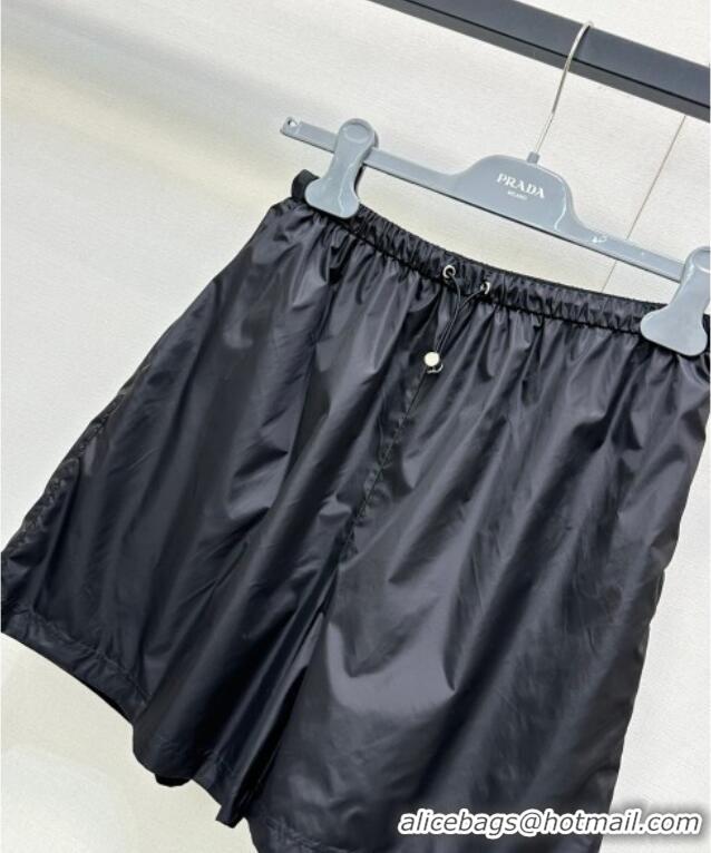 Famous Brand Prada Reversible Nylon and Cotton Shorts PR120220 Black 2025