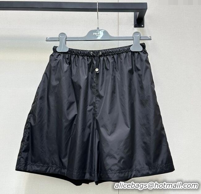 Famous Brand Prada Reversible Nylon and Cotton Shorts PR120220 Black 2025