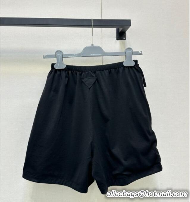 Famous Brand Prada Reversible Nylon and Cotton Shorts PR120220 Black 2025
