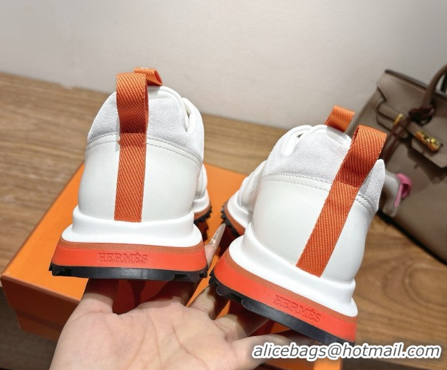 Top Grade Hermes Leader Sneakers in Suede and Mesh White 1023031