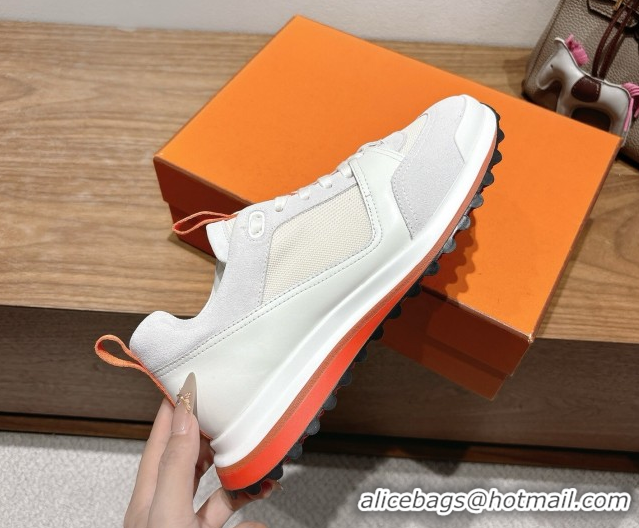 Top Grade Hermes Leader Sneakers in Suede and Mesh White 1023031