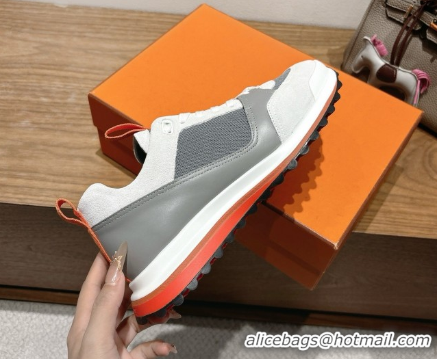Best Grade Hermes Leader Sneakers in Suede and Mesh Grey 1023032