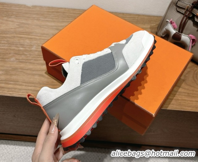 Best Grade Hermes Leader Sneakers in Suede and Mesh Grey 1023032