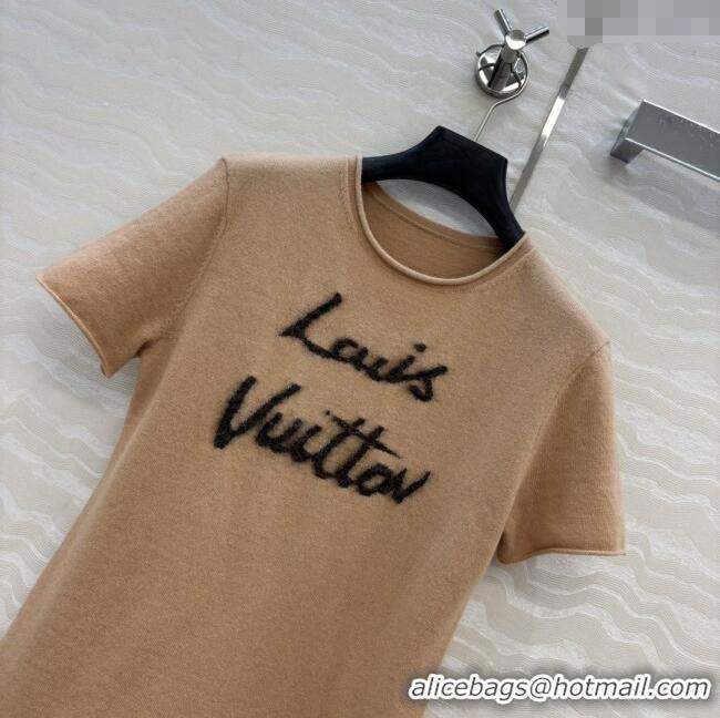 Unique Grade Louis Vuitton Wool & Cashmere Short-sleeved Sweater LV112714 Brown 2025