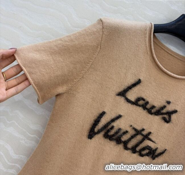 Unique Grade Louis Vuitton Wool & Cashmere Short-sleeved Sweater LV112714 Brown 2025