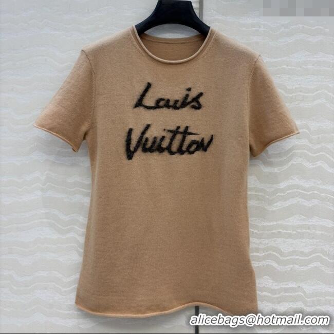 Unique Grade Louis Vuitton Wool & Cashmere Short-sleeved Sweater LV112714 Brown 2025