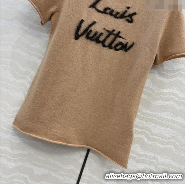 Unique Grade Louis Vuitton Wool & Cashmere Short-sleeved Sweater LV112714 Brown 2025