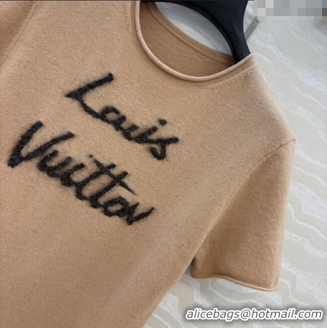 Unique Grade Louis Vuitton Wool & Cashmere Short-sleeved Sweater LV112714 Brown 2025