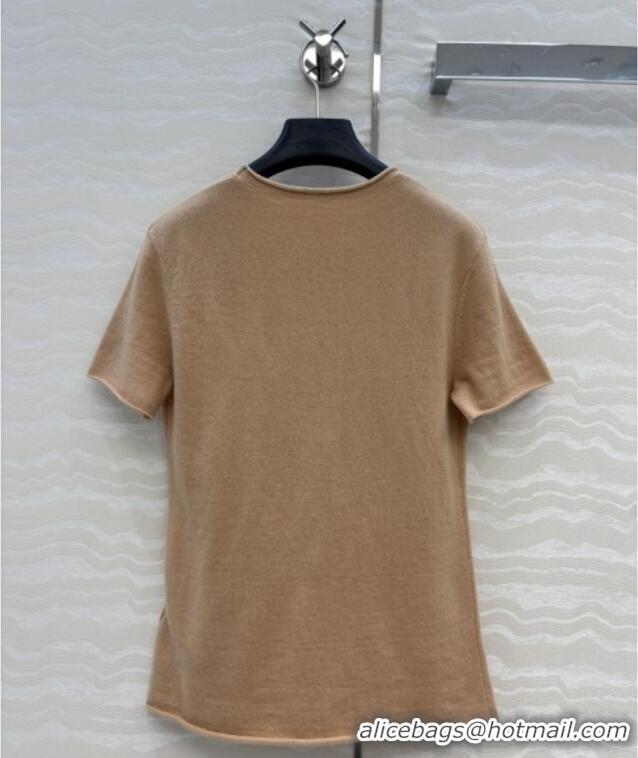 Unique Grade Louis Vuitton Wool & Cashmere Short-sleeved Sweater LV112714 Brown 2025