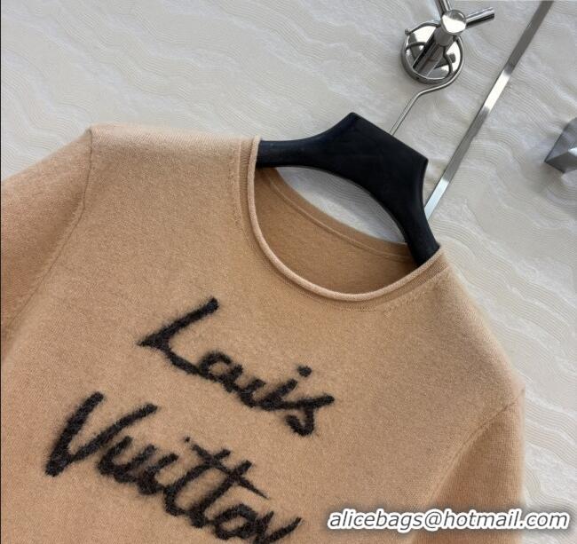 Unique Grade Louis Vuitton Wool & Cashmere Short-sleeved Sweater LV112714 Brown 2025