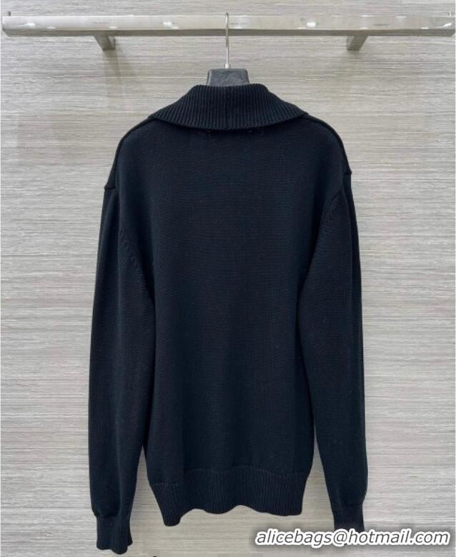 Top Design Louis Vuitton Wool Cardigan LV120122 Black 2025 (For Women and Men)