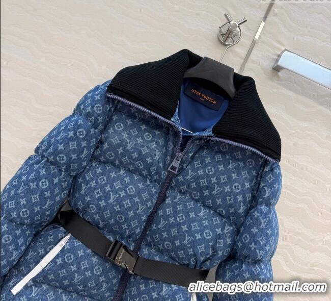 Grade Quality Louis Vuitton Denim Down Jacket LV120238 Blue 2025