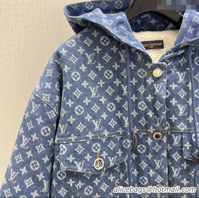New Fashion Louis Vuitton Denim Padded Jacket LV120237 Blue 2025