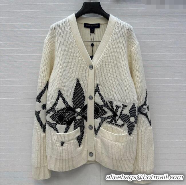 Top Quality Louis Vuitton Wool Cashmere Cardigan LV120245 White 2025