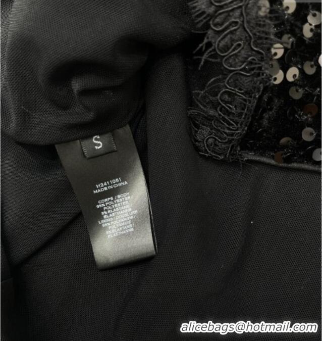 Fashion Discount Saint Laurent Sequins Top and Skirt YSL111501 Black 2025