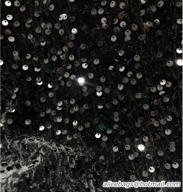 Fashion Discount Saint Laurent Sequins Top and Skirt YSL111501 Black 2025