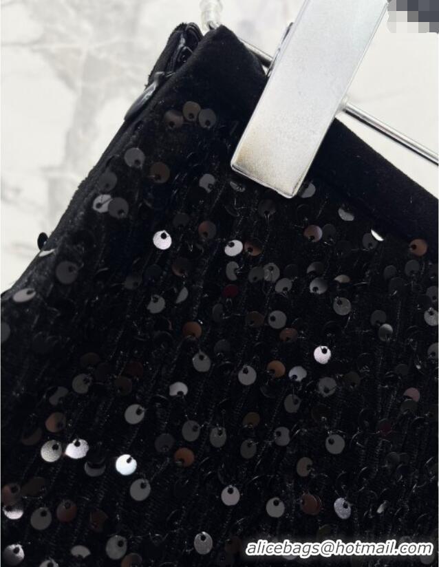 Fashion Discount Saint Laurent Sequins Top and Skirt YSL111501 Black 2025