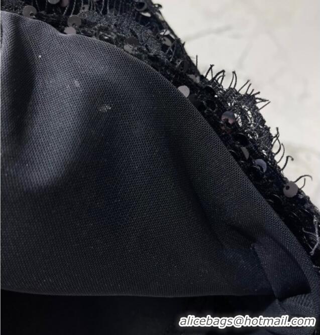 Fashion Discount Saint Laurent Sequins Top and Skirt YSL111501 Black 2025