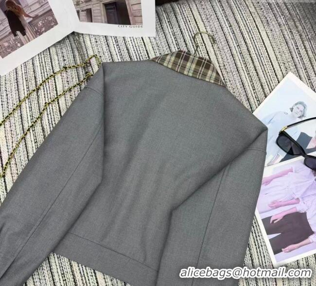 ​Top Grade Miu Miu Jacket and Skirt Set MM1204 Grey 2025