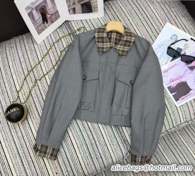 ​Top Grade Miu Miu Jacket and Skirt Set MM1204 Grey 2025