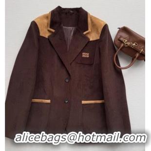 Buy Discount Miu Miu Corduroy and Suede Jacket MM120107 Brown 2025