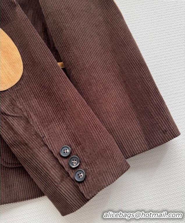 Buy Discount Miu Miu Corduroy and Suede Jacket MM120107 Brown 2025