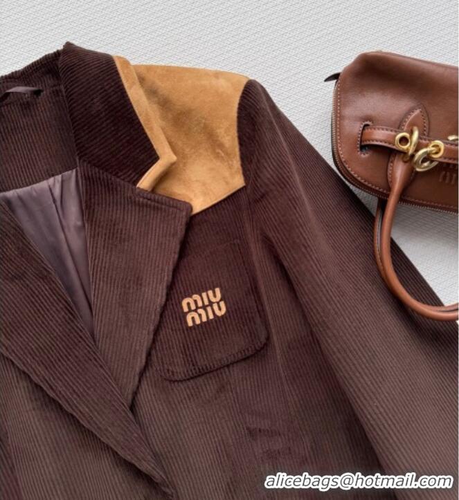 Buy Discount Miu Miu Corduroy and Suede Jacket MM120107 Brown 2025