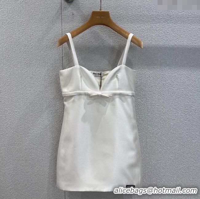 ​Grade Design Miu Miu Wool Silk Dress with Bow MM120108 White 2025