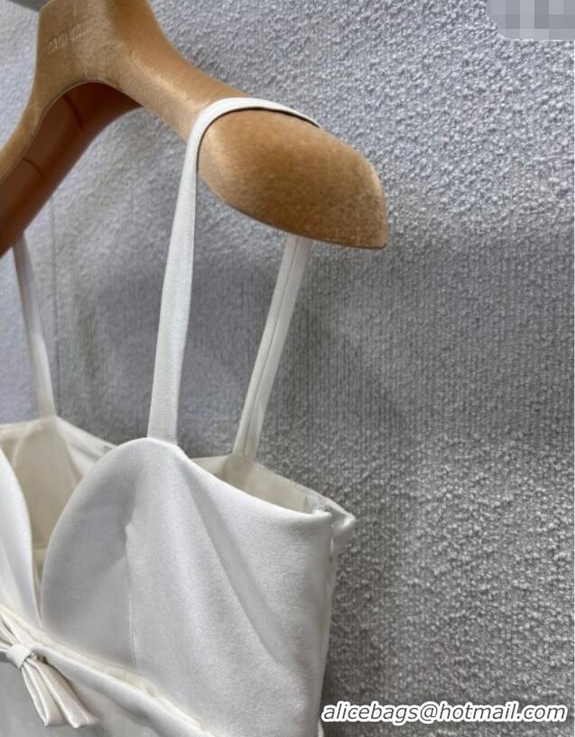 ​Grade Design Miu Miu Wool Silk Dress with Bow MM120108 White 2025