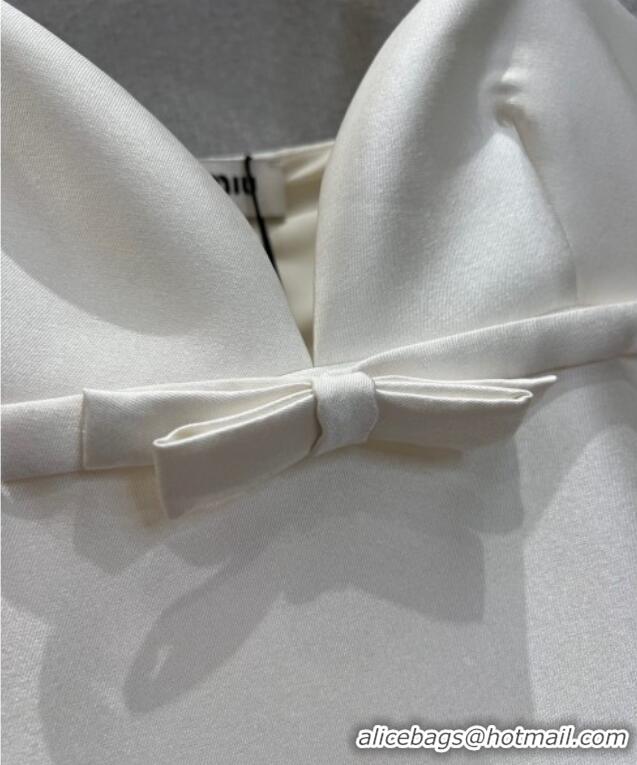 ​Grade Design Miu Miu Wool Silk Dress with Bow MM120108 White 2025