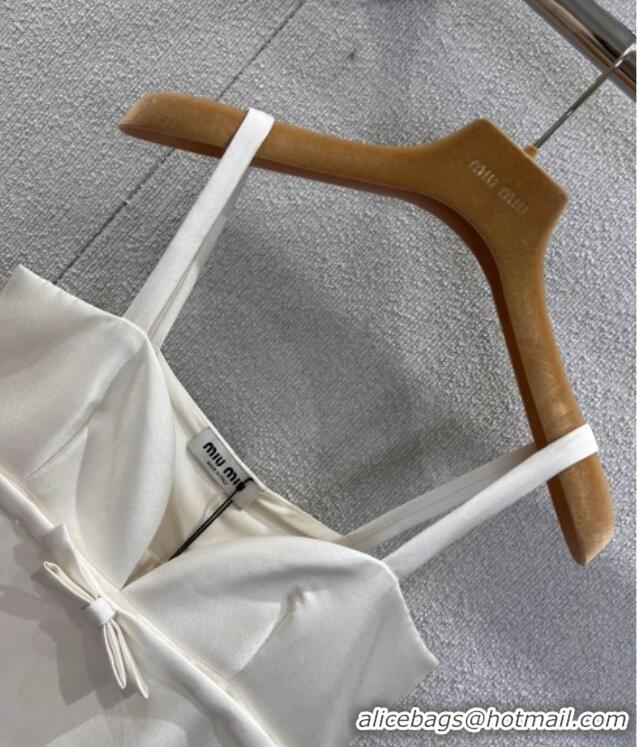 ​Grade Design Miu Miu Wool Silk Dress with Bow MM120108 White 2025