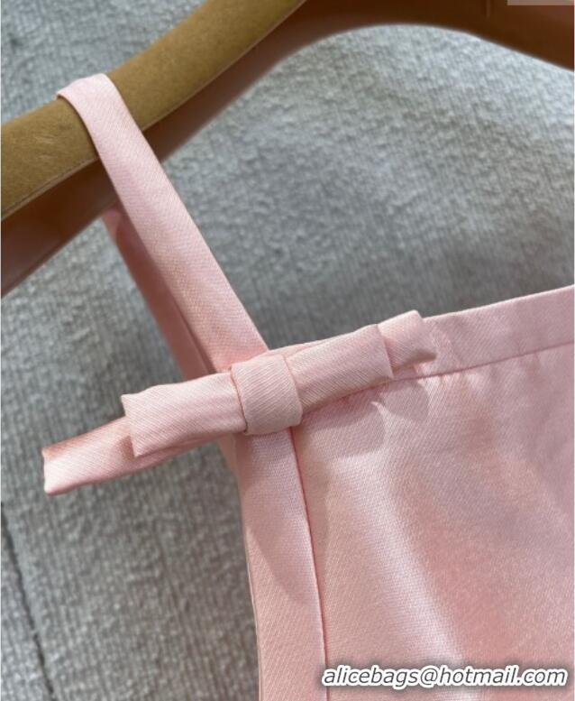 Top Design Miu Miu Wool Silk Dress with Bow with Bow MM120108 Pink 2025