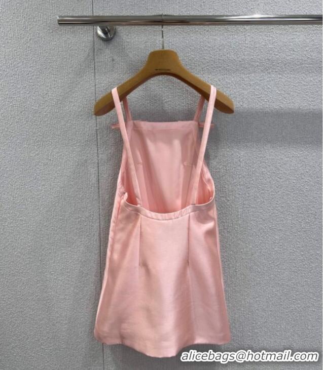 Top Design Miu Miu Wool Silk Dress with Bow with Bow MM120108 Pink 2025