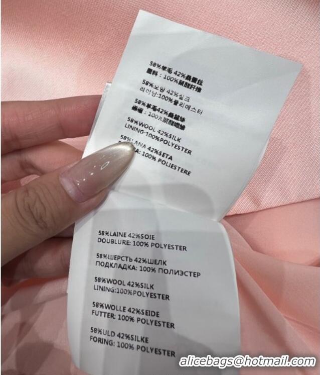 Top Design Miu Miu Wool Silk Dress with Bow with Bow MM120108 Pink 2025