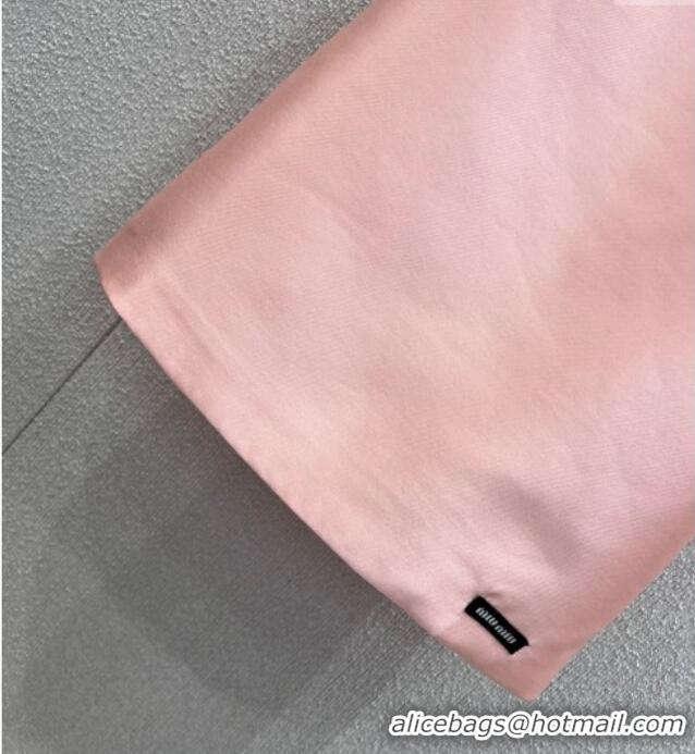 Top Design Miu Miu Wool Silk Dress with Bow with Bow MM120108 Pink 2025