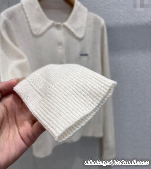 ​Luxury Cheap Miu Miu Cashmere Silk Cardigan MM120110 White 2025