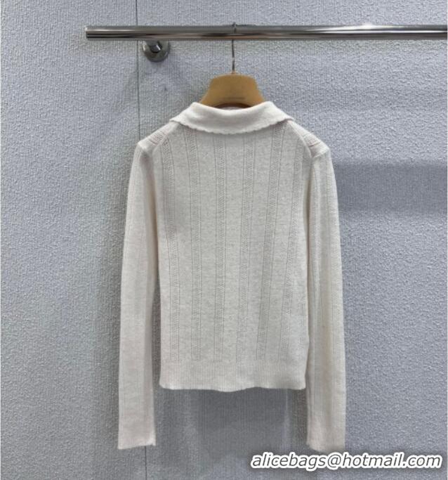 ​Luxury Cheap Miu Miu Cashmere Silk Cardigan MM120110 White 2025