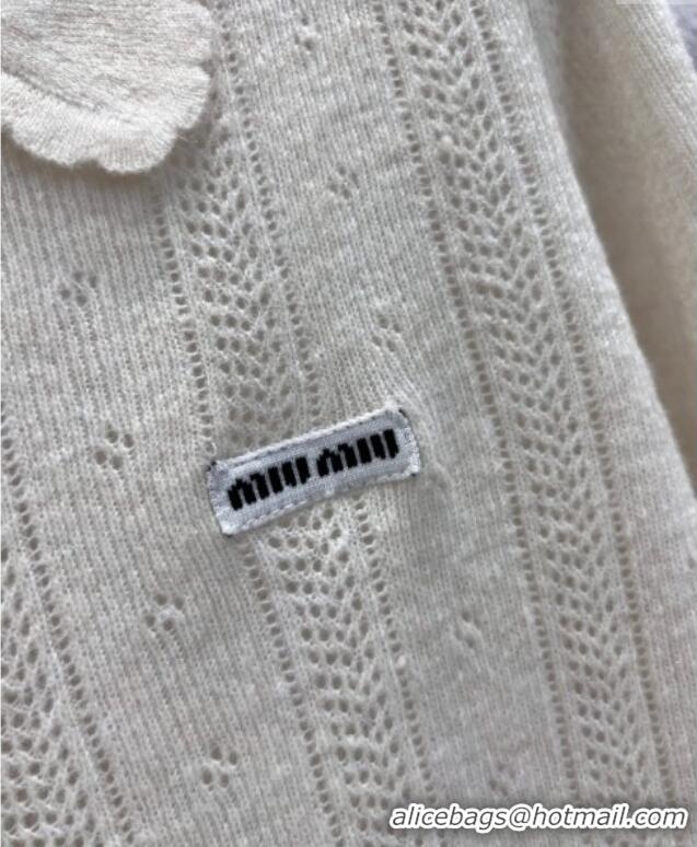 ​Luxury Cheap Miu Miu Cashmere Silk Cardigan MM120110 White 2025