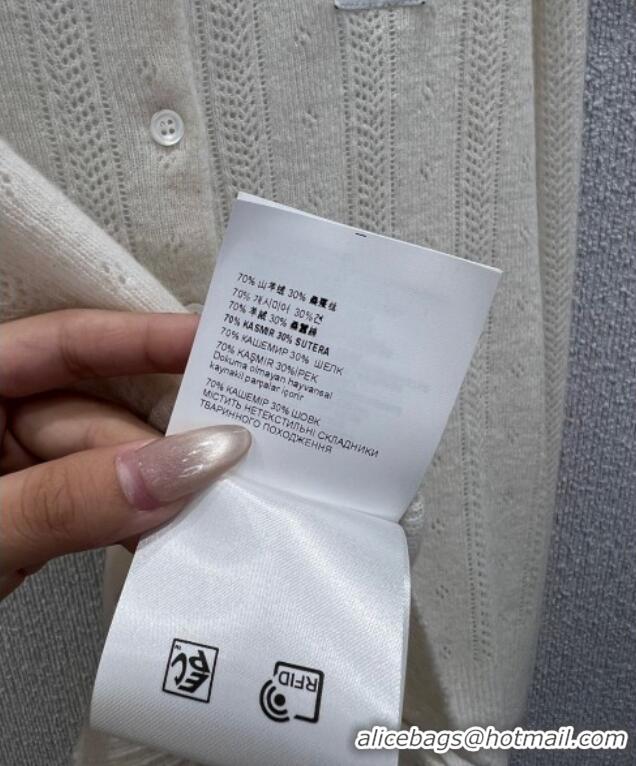 ​Luxury Cheap Miu Miu Cashmere Silk Cardigan MM120110 White 2025