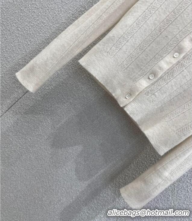 ​Luxury Cheap Miu Miu Cashmere Silk Cardigan MM120110 White 2025