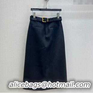 Good Taste Miu Miu Wool Blend Skirt MM1202 Black 2025