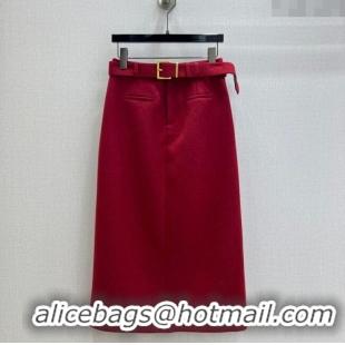 Top Quality Miu Miu Wool Blend Skirt MM1202 Red 2025