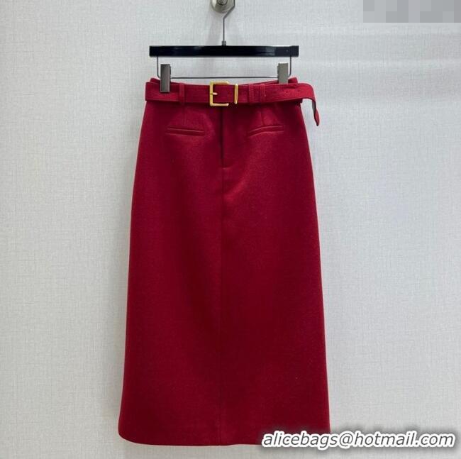 Top Quality Miu Miu Wool Blend Skirt MM1202 Red 2025