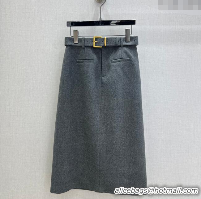 Traditional Discount Miu Miu Wool Blend Skirt MM1202 Grey 2025