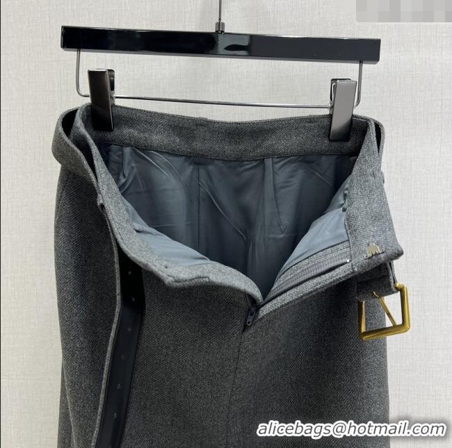 Traditional Discount Miu Miu Wool Blend Skirt MM1202 Grey 2025