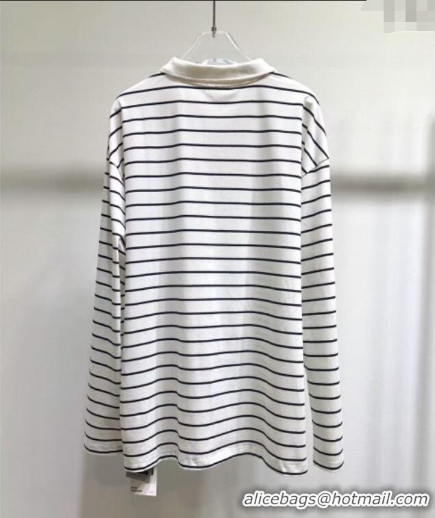 Unique Grade Miu Miu Striped Polo Shirt MM120214 White 2025