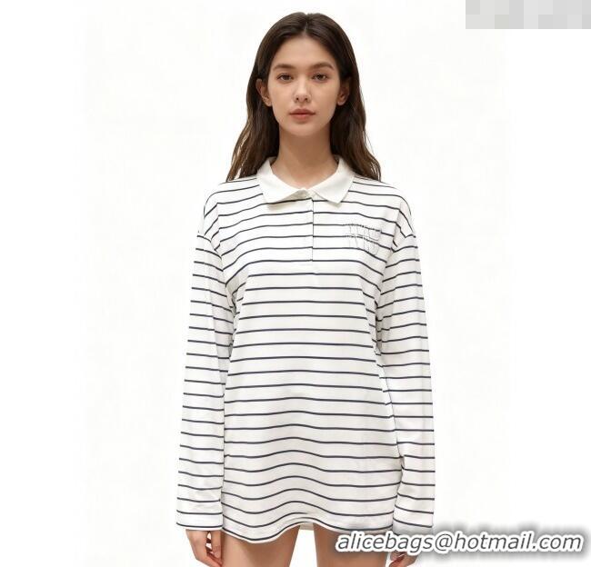 Unique Grade Miu Miu Striped Polo Shirt MM120214 White 2025
